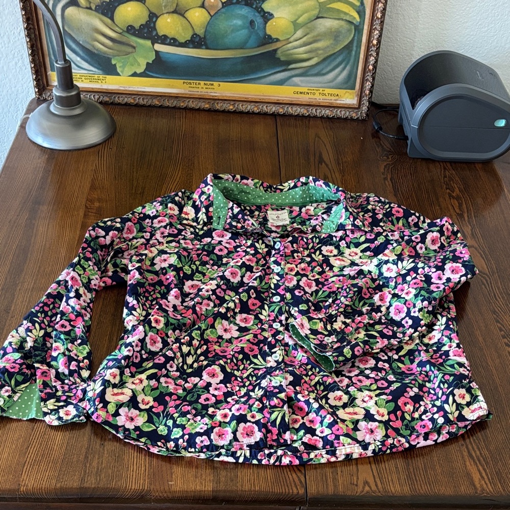 Appleseed's Women’s Floral Button Down Shirt - Pink and Green
